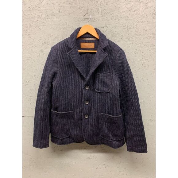 Slate & Stone Virgin Wool Blend Coat Navy Blue‎ Men's Medium - Picture 1 of 10